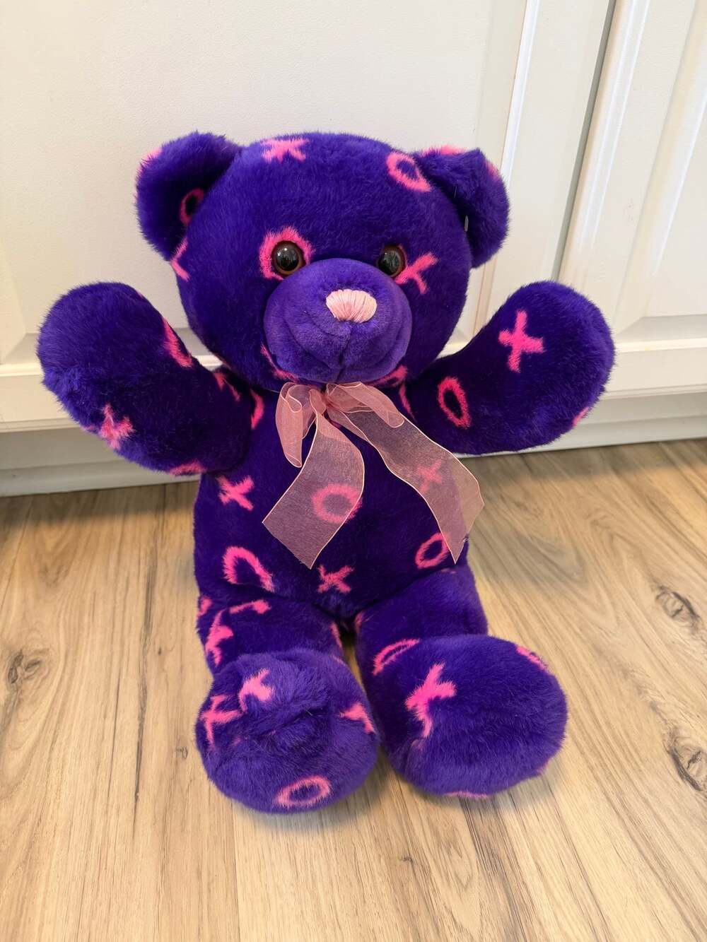 Vintage Carlton Cards Purple Pink Valentines Stuffed Teddy Bear XOXO 19" Plush